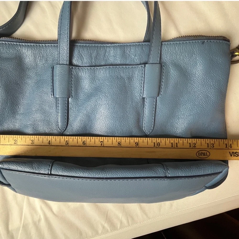 Fossil Blue Skylar Satchel Leather Shoulder Crossbody Bag Purse